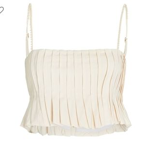 Agua Bendita Tuli Pan Cropped Faux Pearl Embellished Cotton-Ploplin Camisole